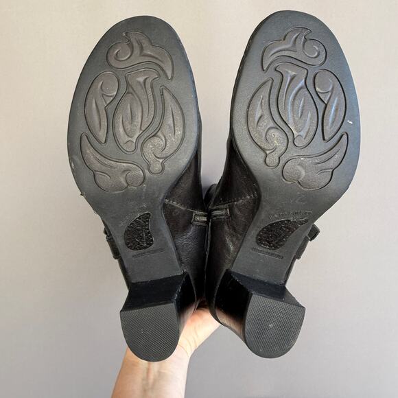 Womens Born black leather knee high boots - round toe  - W32003 - size 9.5 - Picture 7 of 10